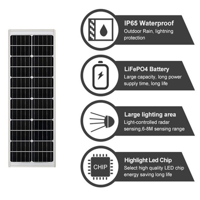 80 - 200W Aluminum Alloy Integrated Solar Street Light Lighting Time More Than 12 Hours